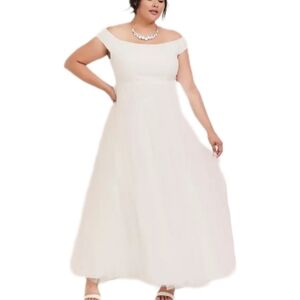 Torrid Special Occasion Ivory Off Shoulder Tulle Gown Women's 10 Wedding Dress